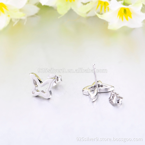 925 sterling silver cubic zirconia butterfly earings